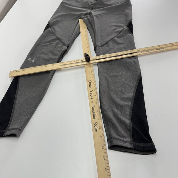 Under Armour Leggings Womens Medium Gray Black HeatGear Compression Mesh Panels - Picture 6 of 7